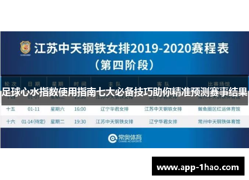 足球心水指数使用指南七大必备技巧助你精准预测赛事结果